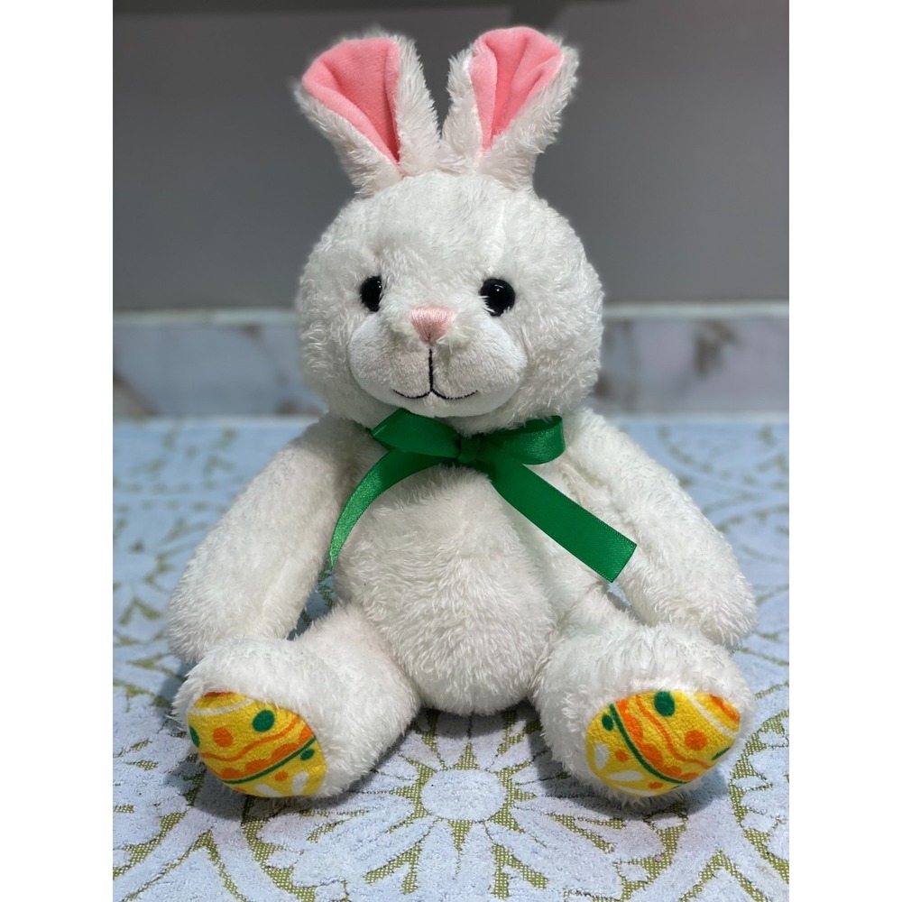 Hallmark Easter Bunny Rabbit Plush Stuffed Animal Egg Feet Pink Ears 10" CUTE!